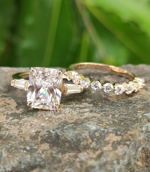 Moissanite wedding sets etsy deals