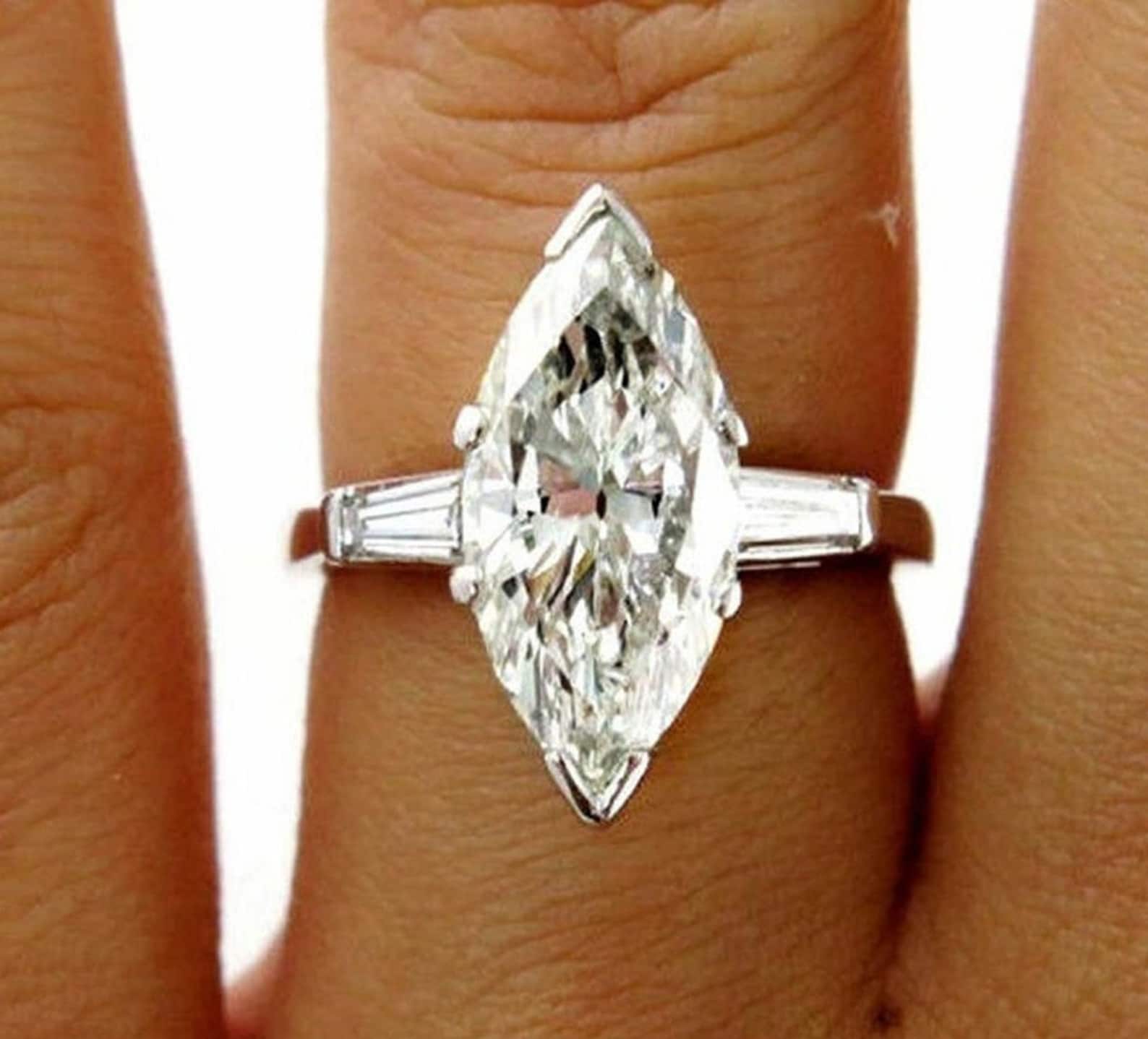 2 CT Marquise Cut Diamond Engagement Ring Marquise Diamond Etsy