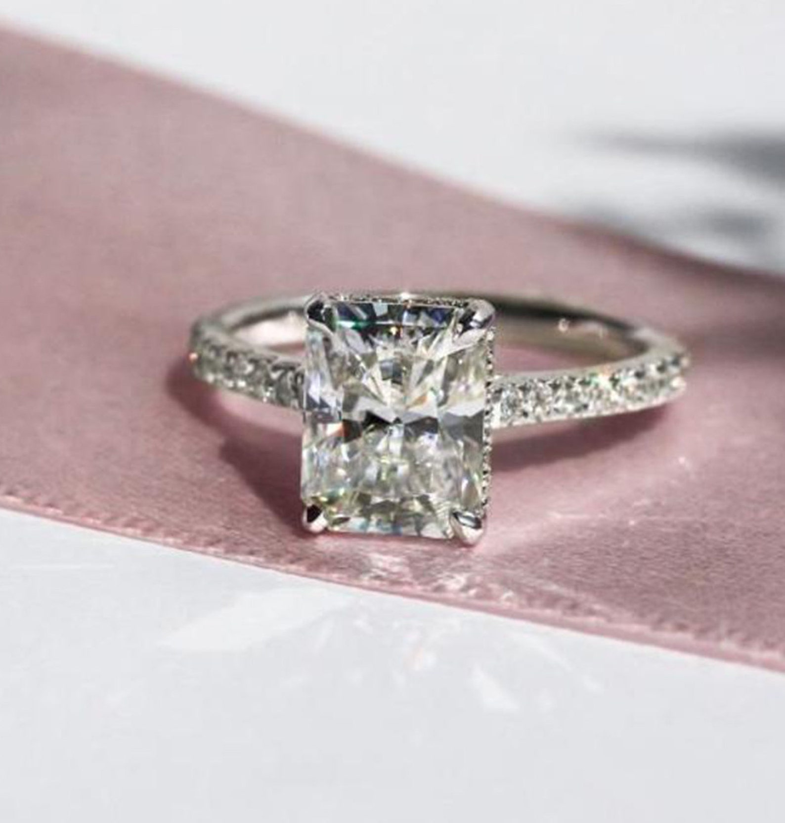 radiant cut hidden halo engagement ring radiant cut hidden halo engagement ring