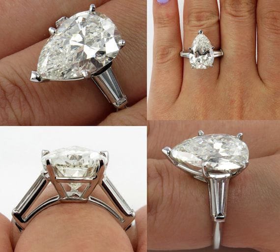 Pear Shaped Baguette Engagement Ring With Wedding Band In 950 Platinum |  Fascinating Diamonds