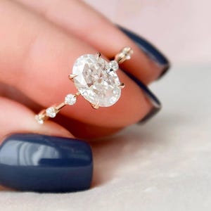 Oval Moissanite Engagement Ring Oval Anniversary Gold Ring 14K Rose Gold Wedding Ring Promise Ring Anniversary Gift Oval Diamond Ring