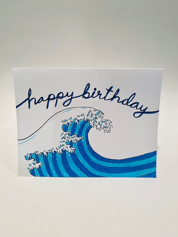 Carte De Joyeux Anniversaire Vagues De Locean Etsy