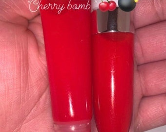 Red lip gloss, cherry scented lip gloss
