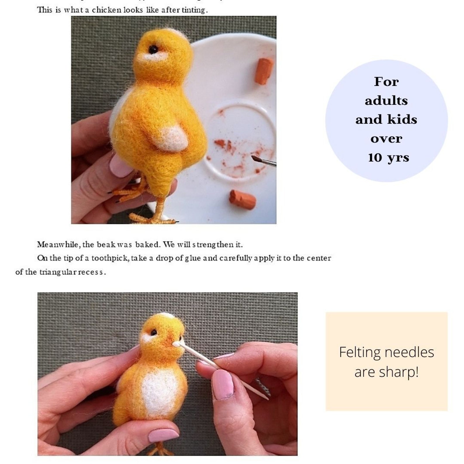 PDF Needle felted tutorial realistic chicken. Beginner Etsy