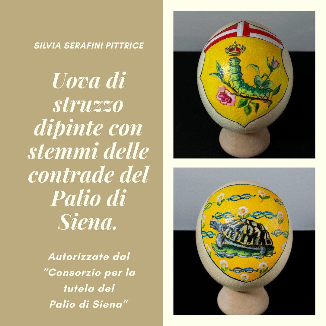 Wappen der Contrade del Palio di Siena auf Straußeneier gemalt Etsy.de