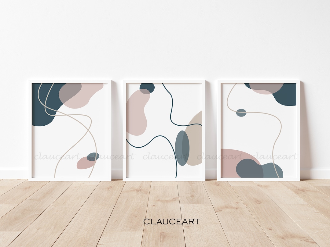 Minimalist Abstract Wall Art Set of 3 Prints, Abstract Gallery Wall Set ...