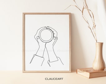 Coffee Lovers Art, Coffee Line Drawing, Printable Wall Art, One Line Art, Kitchen Wall Décor, Minimalist Wall Art