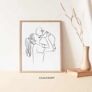 Mother Line Drawing, Mother’s Day Gift, Mom and Baby One Line Art, Nursery Wall Art Print, Motherhood Poster, Baby Line Art