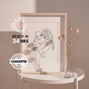 Custom Line Drawing, Custom Family Portrait, Personalized Birthday Gift, Custom Wedding Anniversary Gift, Line Art Portrait from Photo