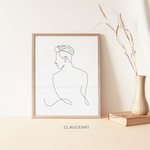 Male Line Art, Man Line Drawing, One Line Art, Minimalist Wall Art, Man Body Art, Printable Wall Art, Single Line Drawing