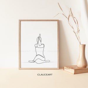 Yoga Poses Print, Yoga Woman Art, Yoga Abstract Art, Minimalist Wall Art, Printable Wall Art, One Line Art
