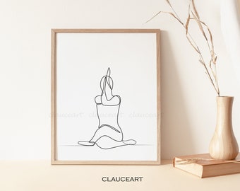 Yoga Poses Print, Yoga Woman Art, Yoga Abstract Art, Minimalist Wall Art, Printable Wall Art, One Line Art