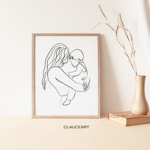 Mother and Baby Line Art, Mother’s Day Gift, Motherhood Art Print, Nursery Wall Art, Mother Line Drawing, Baby Line Art Print