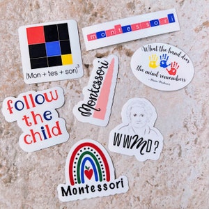Waterproof Montessori Stickers Pack of 7 / Teacher Gift / School Gift