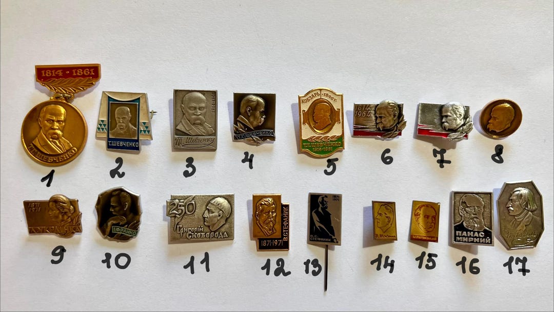 Vintage Pin Badges – Famous People of Ukraine – Collectible Soviet Era ...