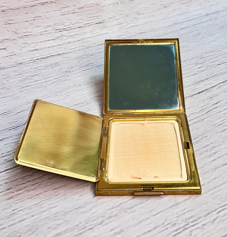 Vintage Brass Square Powder Compact | Made in England - Etsy