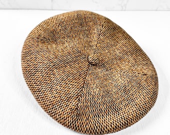 Vintage Kangol Flat Cap: Made in England, Light Tan Cotton Blend | Retro Cap