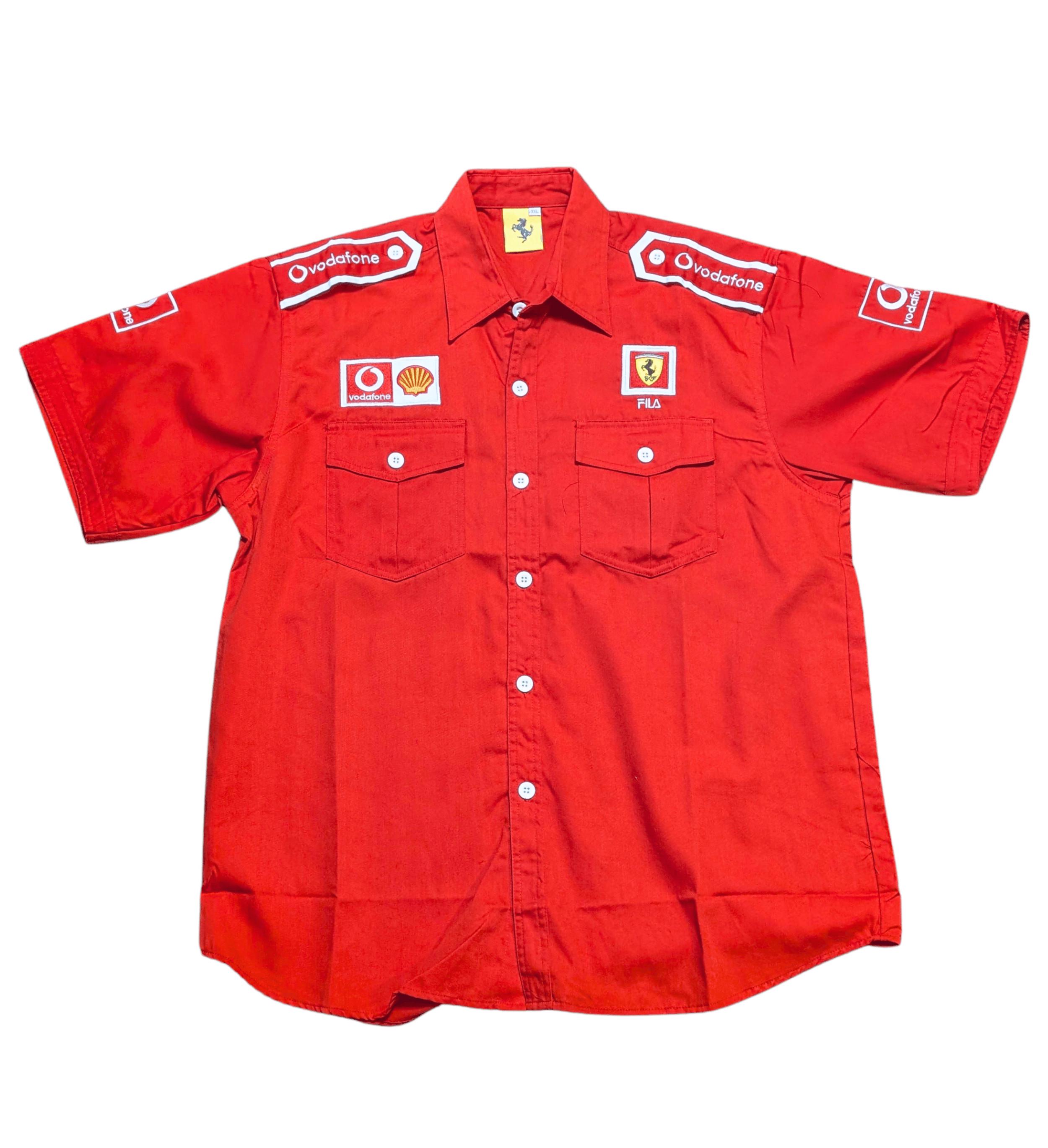 Vintage 90s Ferrari F1 Racing Shirt: XL, Fila Shell Vodafone Logos