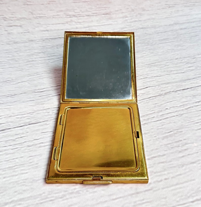 Vintage Brass Square Powder Compact | Made in England - Etsy