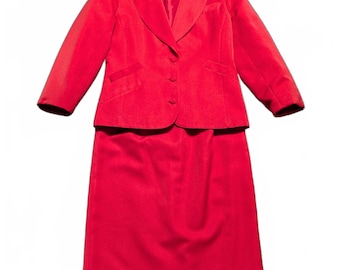 Vintage Skirt Suit | 1980s Designer Vintage Zandra Rhodes Red Skirt Suit Size 12