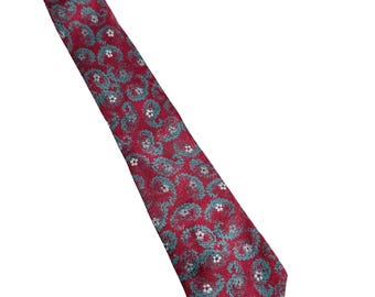Christian Dior Burgundy Paisley Silk Tie: Vintage Designer Menswear