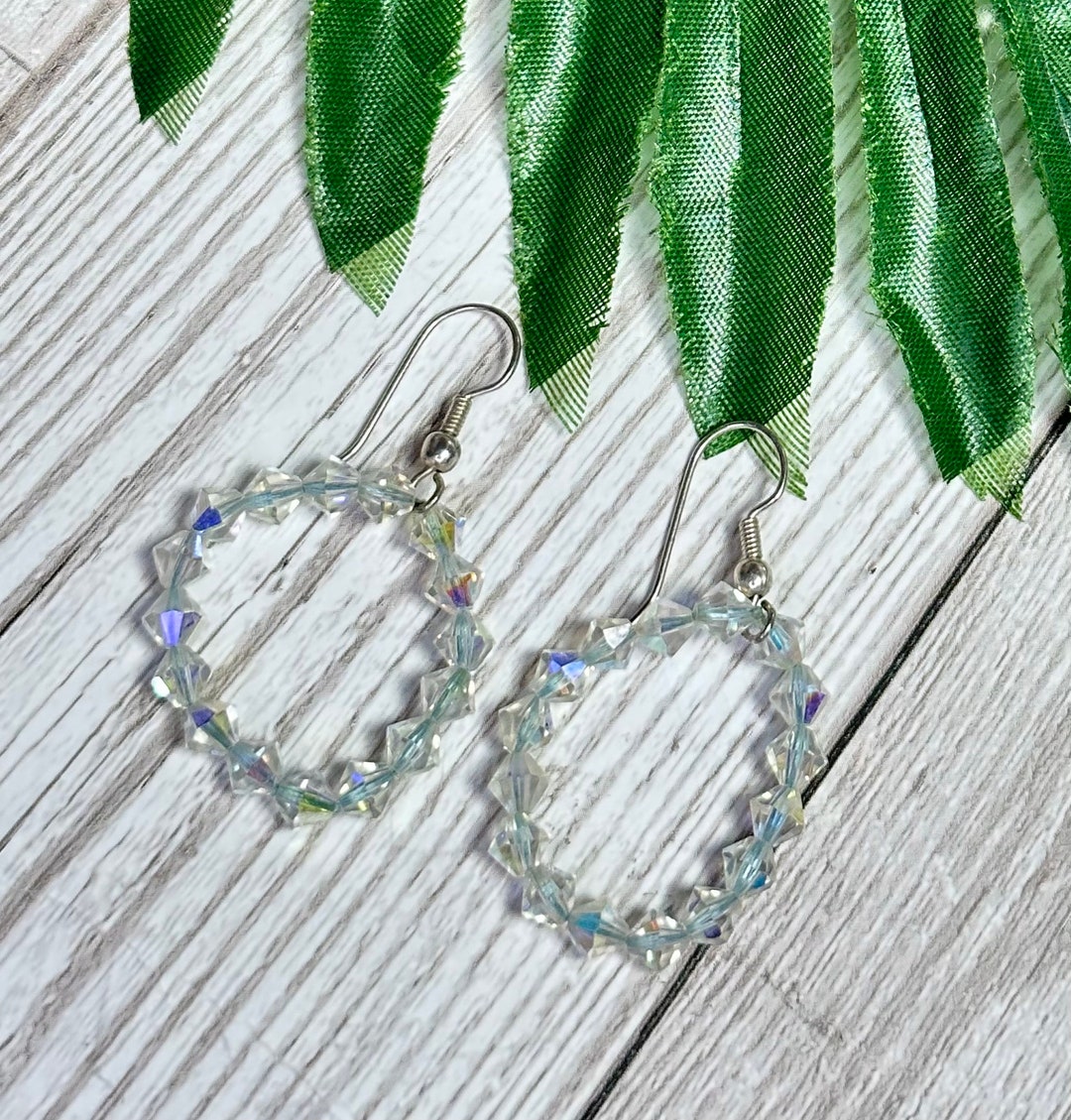 Vintage 1960s Iridescent Crystal Bead Earrings