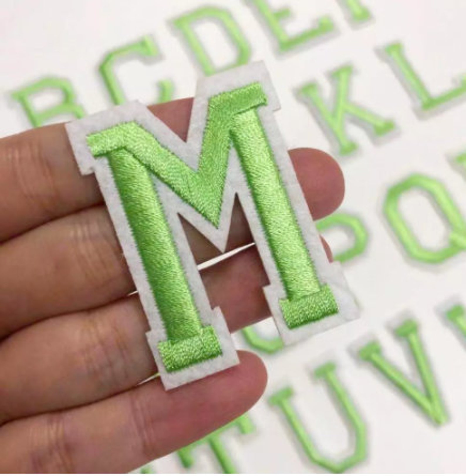 1Pcs green Letters Sew On Patch For Clothing Alphabet Etsy