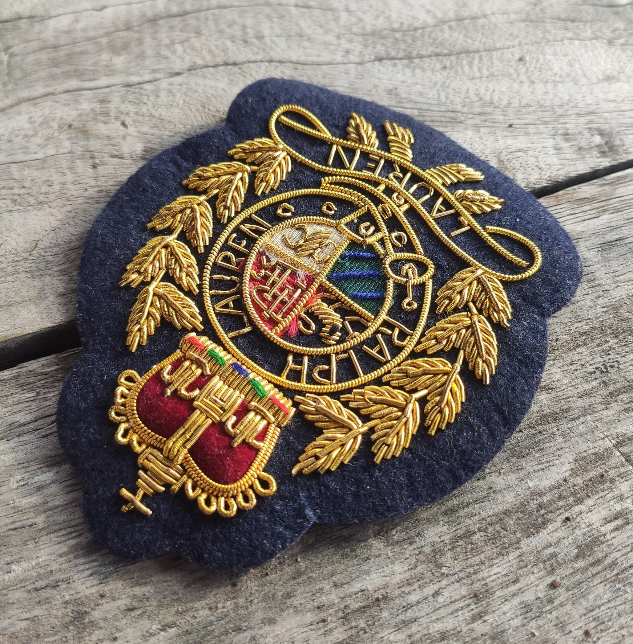 Handmade Embroidered Blazer Badge/Patch sewn on Navy Blue Etsy