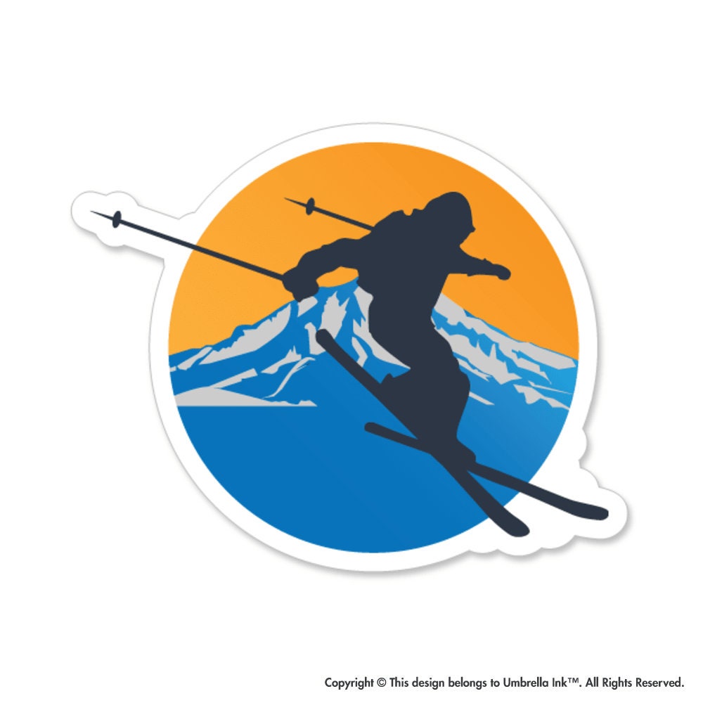 Retro Ski Mountain Sport Sticker Winter Ski Snow Decal Car Etsy