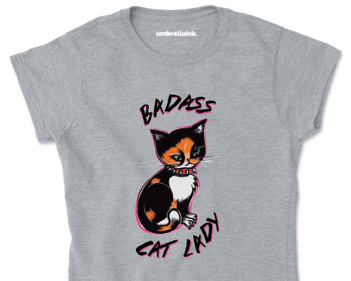Badass Cat Lady Cat Womens Tshirts Funny Cute Pet Womens Mens Etsy UK