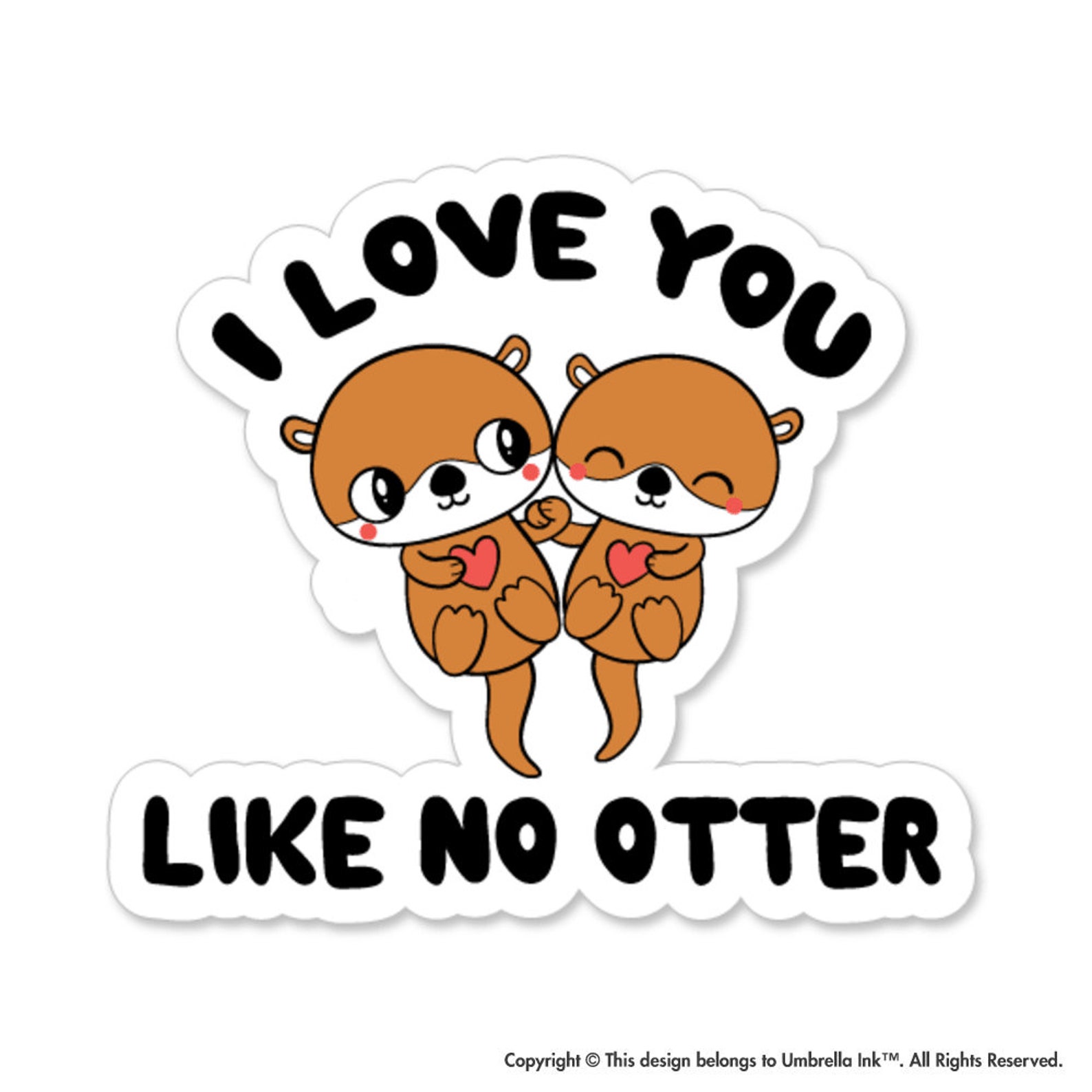 I Love You Otter Love Sticker Valentines Heart Decal Car Etsy