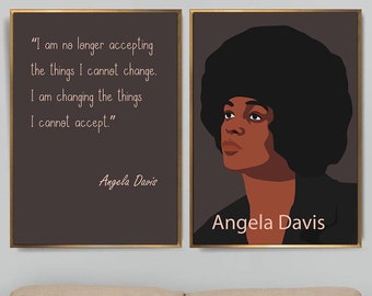 Angela Davis Poster Print Quote Set of 2 Feminism print  Black lives matter African American art  Protest BLM art Juneteenth Freeish