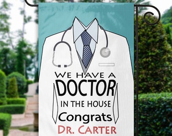 Personalized DOCTOR yard flag We have a doctor in the house flag Garden decoration Doctor garden flag Medical school gift Graduation yard