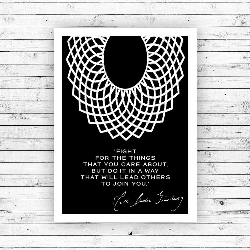 Rbg Print Dissent Collar Poster RUTH BADER GINSBURG Supreme - Etsy