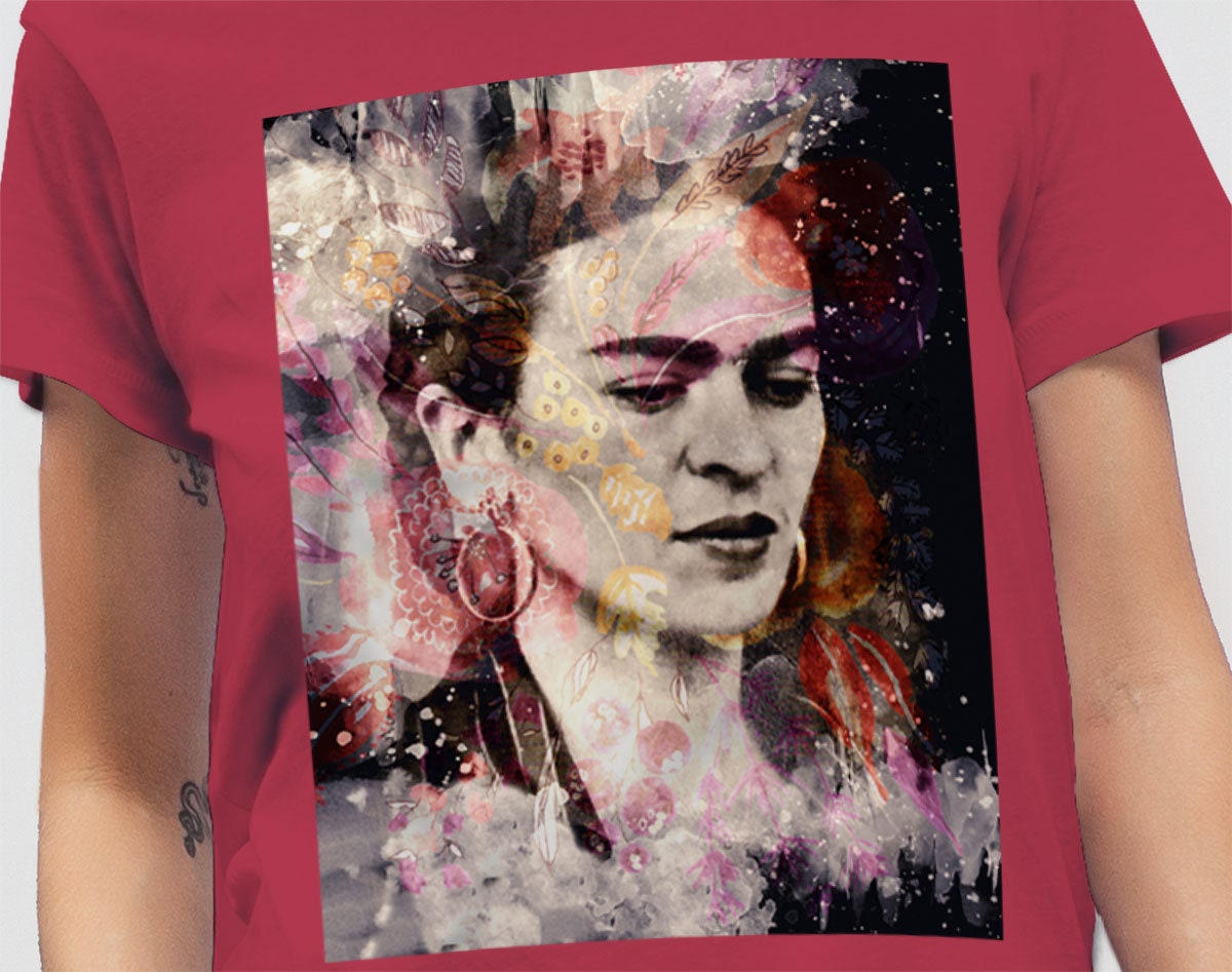 Frida Kahlo Damen T-Shirt Schwarz - Kult-Künstlerin Design Rundhals