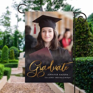 Afstuderen tuin vlag afstuderen tuin teken afstuderen decor middelbare school grad College afstuderen cadeau afstuderen banner afstuderen 2023