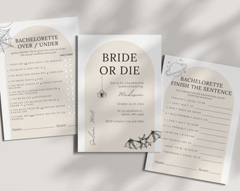 Bride or Die Bachelorette Party Bundle: Salem Theme (Canva Template)