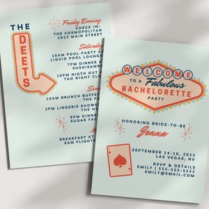 Las Vegas Bachelorette Invitation & Itinerary Template | Bach Girls Weekend Instant Download Hen Invite Casino Theme Welcome to Vegas Sign