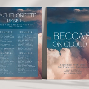 On Cloud 9 Bachelorette Bundle | Floating Bachelorette Invite, Weekend Itinerary, Venmo Card & Set of 8 Games