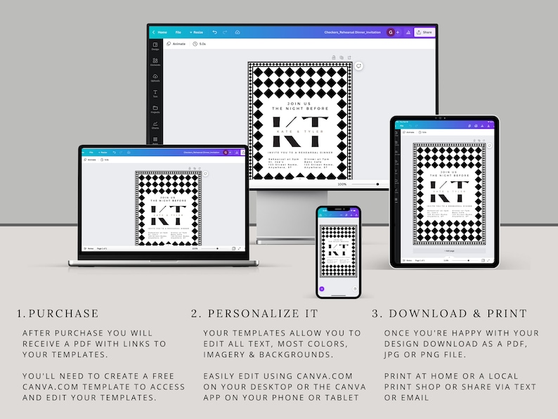 Classic Checker Print Rehearsal Dinner Invitation Black and White Rehearsal Invite The Night Before Wedding Invite Digital Template image 6
