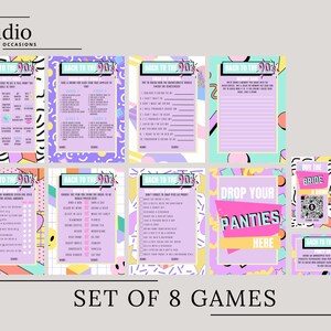 90s Bachelorette Party Bundle: Invitation, Itinerary & Games (Canva Template) image 7
