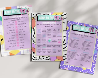 Bach to the 90s Games Template | Nineties Bachelorette Games Bundle | Throwback Party Theme Customizable Canva Print at Home Games