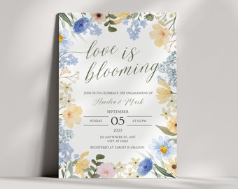 Floral Engagement Party Invitation: Love is Blooming Theme (Digital Template)