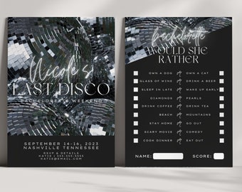 Last Disco Bachelorette Party Pack | Brides Last Disco Bachelorette Bundle | Disco Bachelorette Canva Template Printables