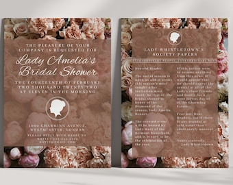 Bridgerton Bridal Shower Invitation Template | Regency Invite & Lady Whistledown Newsletter