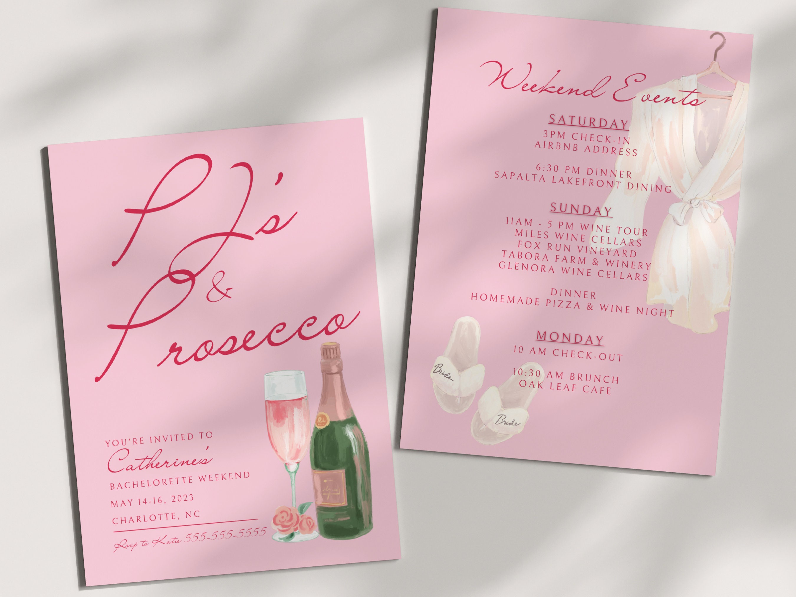 Pjs and Prosecco Bachelorette Invitation Template Champagne