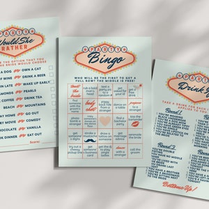 Plantilla de juego Vegas Bachelorette / Juegos de despedida de soltera de Las Vegas / Casino Hen Party Juego Canva personalizable imprimible