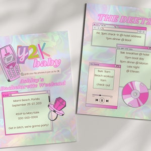 Y2K Bachelorette Party Invitation | 2000s Bachelorette | Throwback Bachelorette Party Itinerary | Digital Download Canva Template