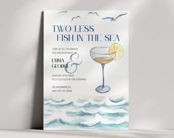 Coastal Engagement Party Invitation: Two Less Fish in the Sea (Digital Template)