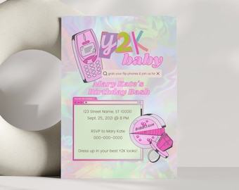 Y2K Birthday Invitation Template: 2000s Throwback Party (Customizable)